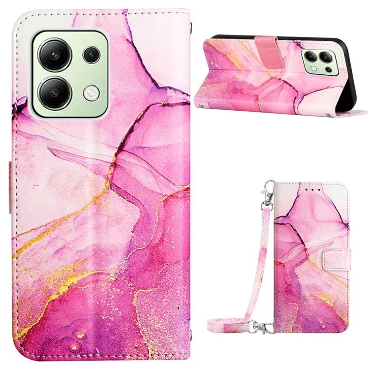 Кожаный чехол YB с принтом серии-6 для Xiaomi Redmi Note 13 4G, чехол-кошелек через плечо для телефона, чехол-бумажник