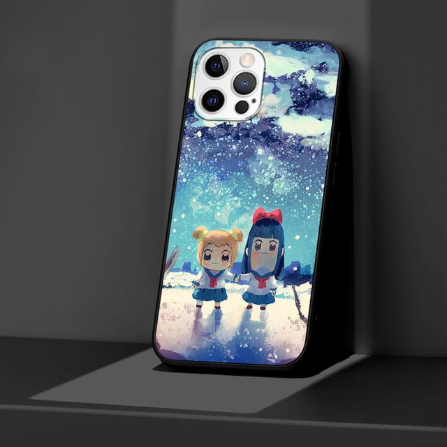 Чехол с аниме Pop Team Pipi для Apple Iphone 14 11 13 Mini 12 Pro Max Xr 7 8 + Se 2020 Xs 6 6s Plus 5 5S, черный силиконовый чехол для телефона
