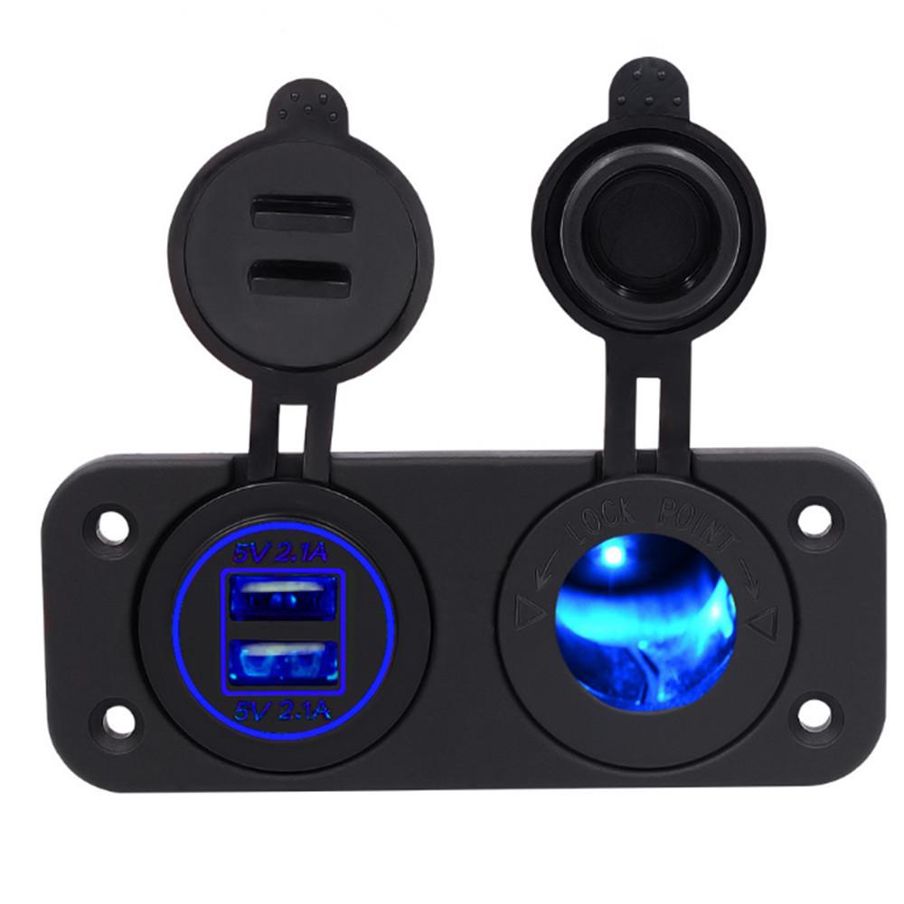 Панель с 2 отверстиями, 4,2 А, два порта USB, зарядное устройство, розетка 12 В/24 В, розетка для автомобиля, мотоцикла, лодки, морской квадроцикл, автофургон