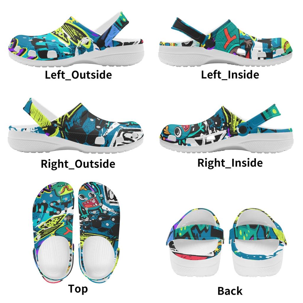 Unisex Colorful EVA Clogs Printed Lightweight Breathable Slip On Garden Shoes Beach Pool Bathroom Home Slippers Shower Use
