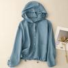 Summer Cotton and Linen Hooded Loose Long-sleeved Breathable Sunscreen Jacket Air-conditioned Shirt Women's Clothing