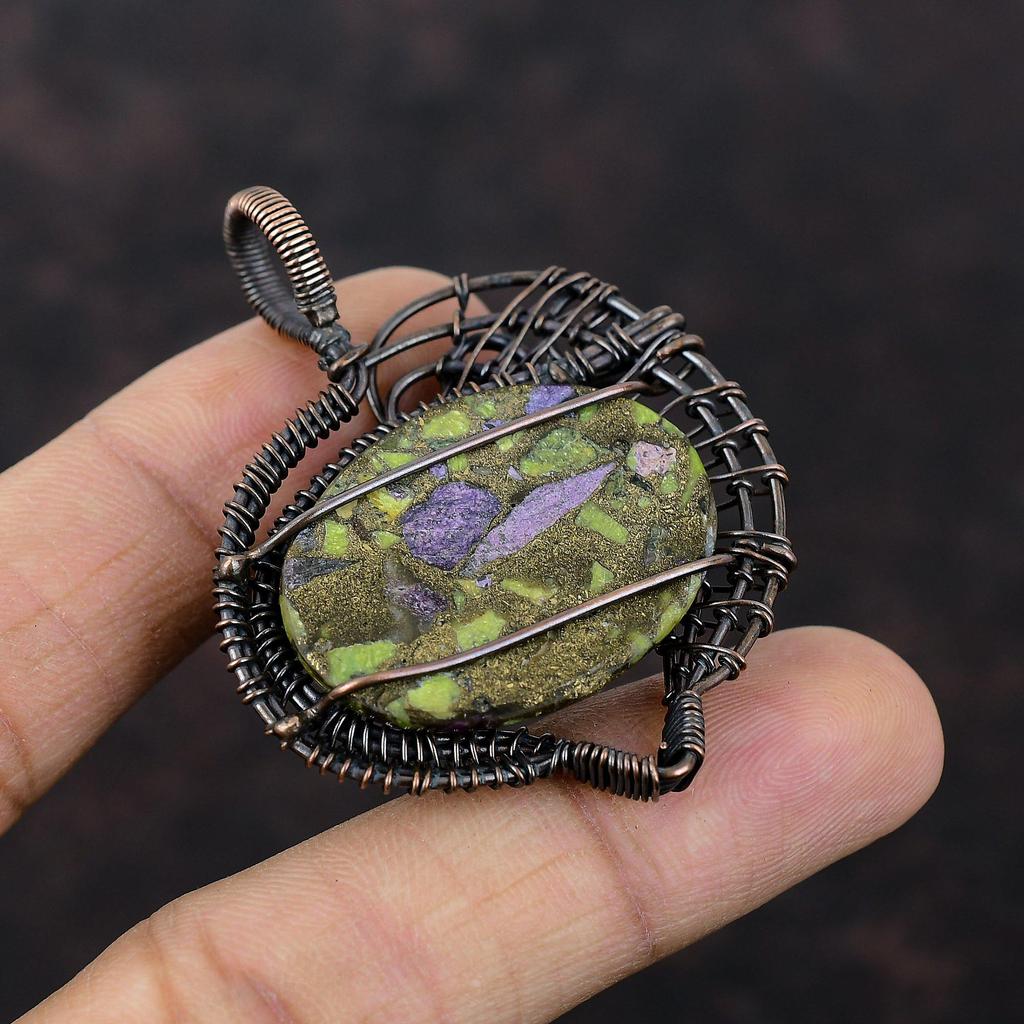 Подвеска из медного стихтита, подвеска из медной проволоки, ювелирные изделия ручной работы из драгоценных камней, женская подвеска, медные украшения в подарок маме, подвеска из проволоки