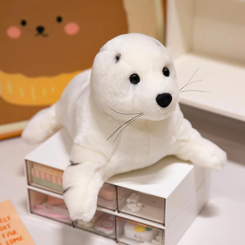 35cm/45cm Super Cute Anime White Sea Lion Plush Toys Soft Stuffed Comfy Huggable Sea Lion Doll Nice Gift To Family for Birthday