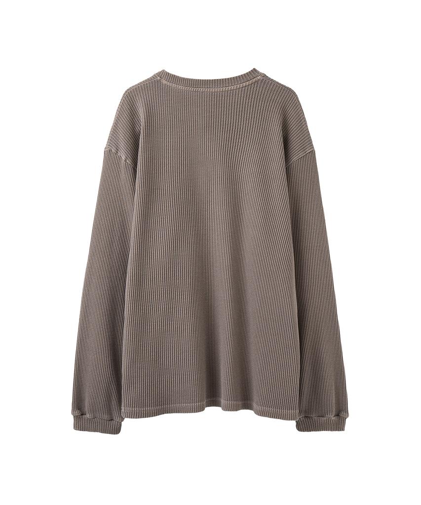 AREUBAN Henry Soft Waffle Long Sleeve_Bleach Beige