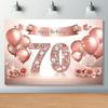 A rose gold 70th birthday banner with a polyester background suitable for all four seasons, home decoration