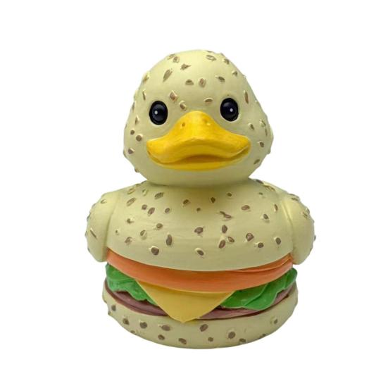 Hamburger Duck Figurine Resin Burger Duck Statue Novelty Desktop Duck Sculpture for Home Office Shelf Table Decoration