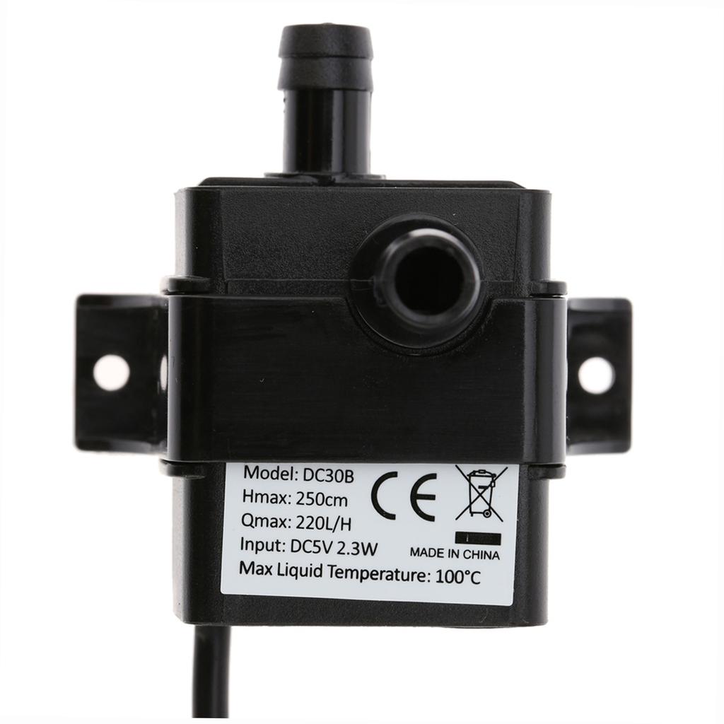 Decdl -quiet USB 5V 2.3W Brushless Water Oil Pump Waterproof Submersible Fountain Aquarium Circulating 220L/H Lift 250cm