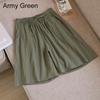 Women Summer Elastic Waist Wide Leg Pants Drawstring Shorts Beach Shorts Loose Casual Solid Color