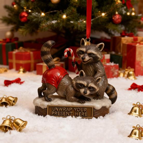 Дерзкий Енот Рождественские Украшения Акриловый Подвесной Декор с Юмористическими Надписями Игривые Украшения для Праздничной Елки