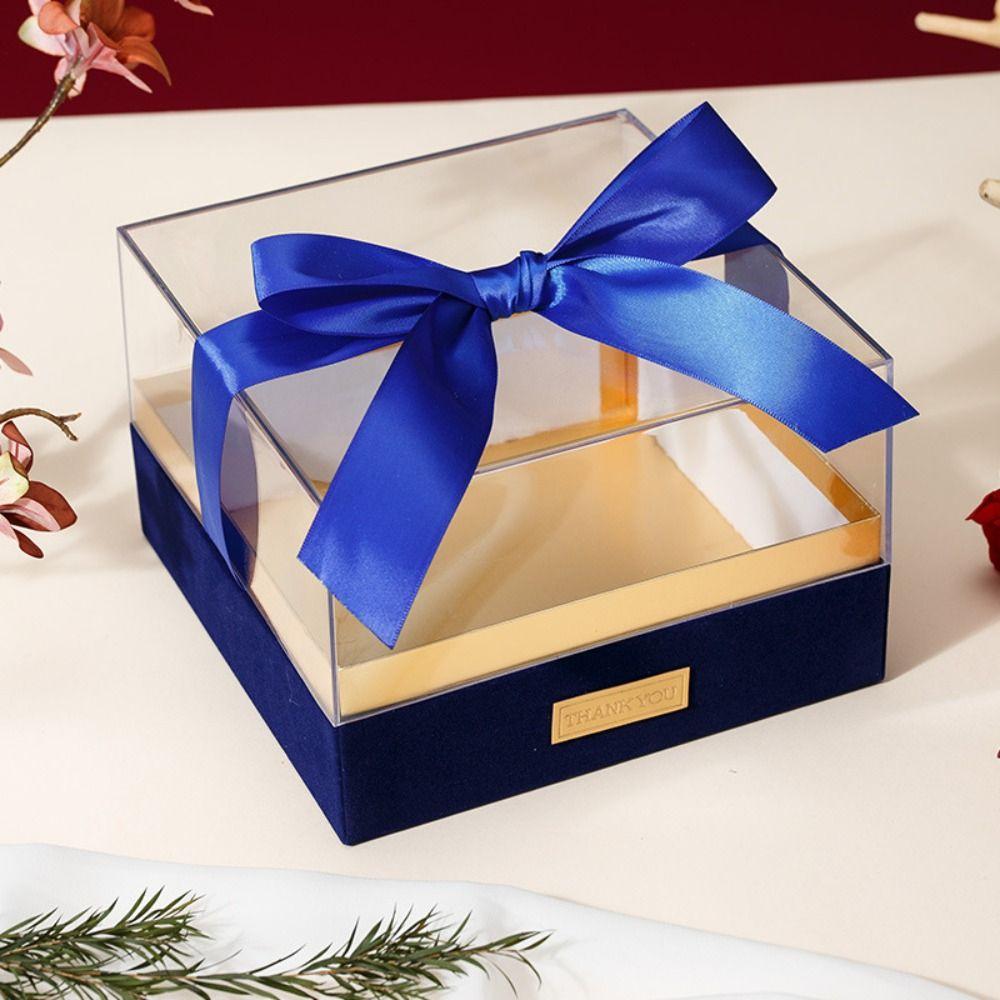 Квадратная подарочная коробка с ручкой Прозрачный бант Коробка для подарка Легкая роскошь Акриловая подарочная коробка Детский праздник