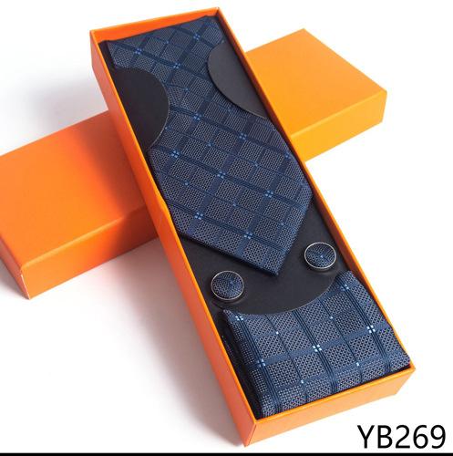 Мужской галстук с квадратной манжетой, подарочный набор в деловой повседневной оранжевой подарочной коробке