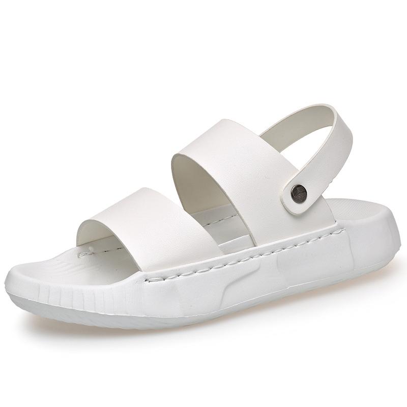 Модные летние новые дизайнерские кожаные сандалии для мужчин однотонные двойного назначения дизайнерские шлепанцы мужские модные повседневные противоскользящие пляжные туфли мужские