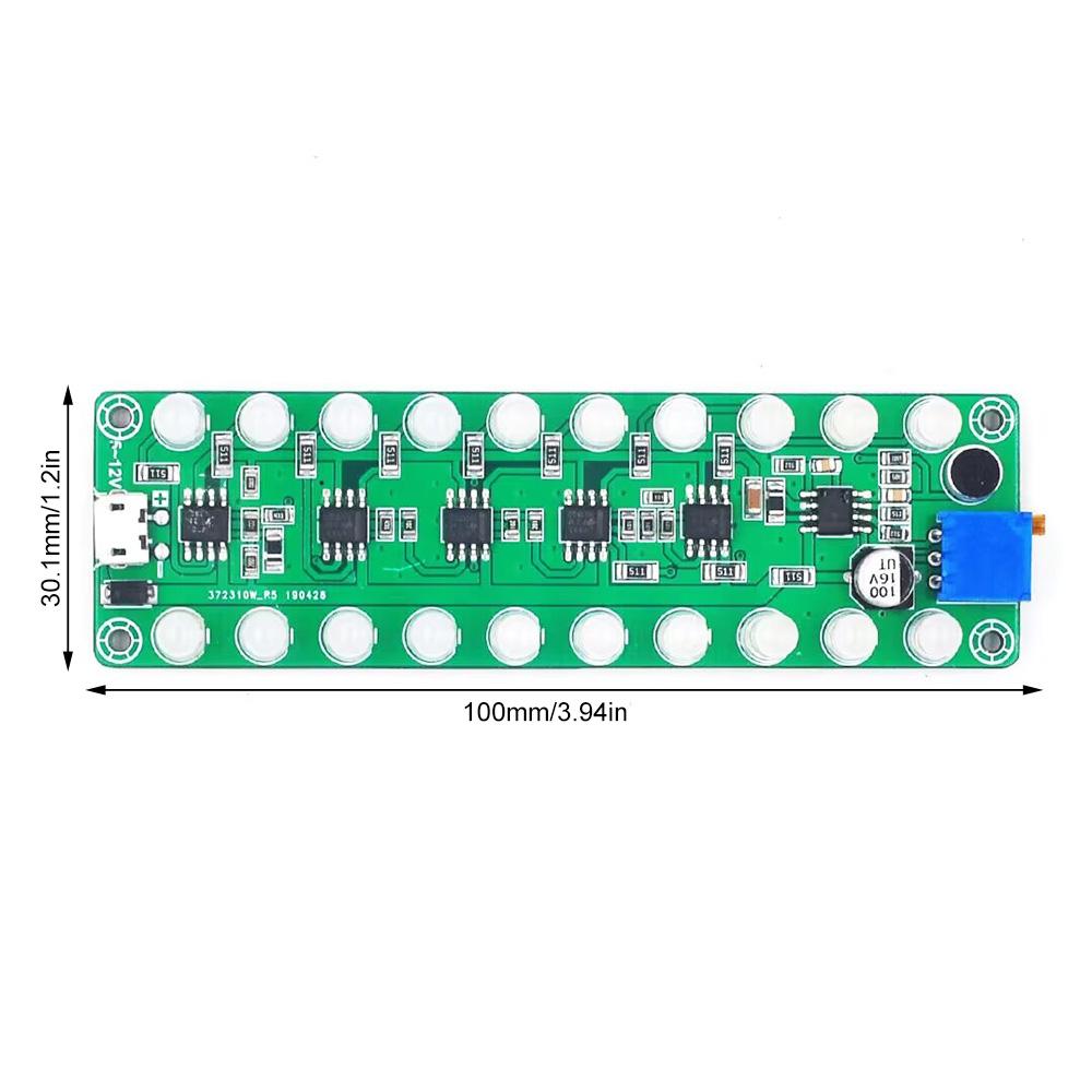Acoustic Sensing Spectrum Audio Power Amplifier Level Meter LED Indicator Flash Melody Light Sound Partner DC 5V-12V