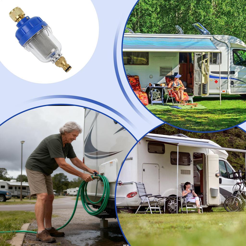 RV Filter Stainless Steel Faucet Purifier Camping Outdoor Faucet Impurity Filter For Travel Trailer Caravan Motorhome Marine