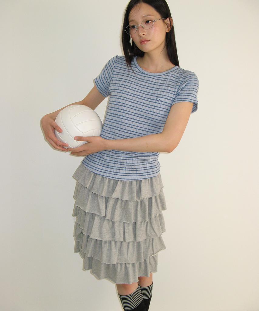 Ronron Cancan Tiered Midi Skirt Gray