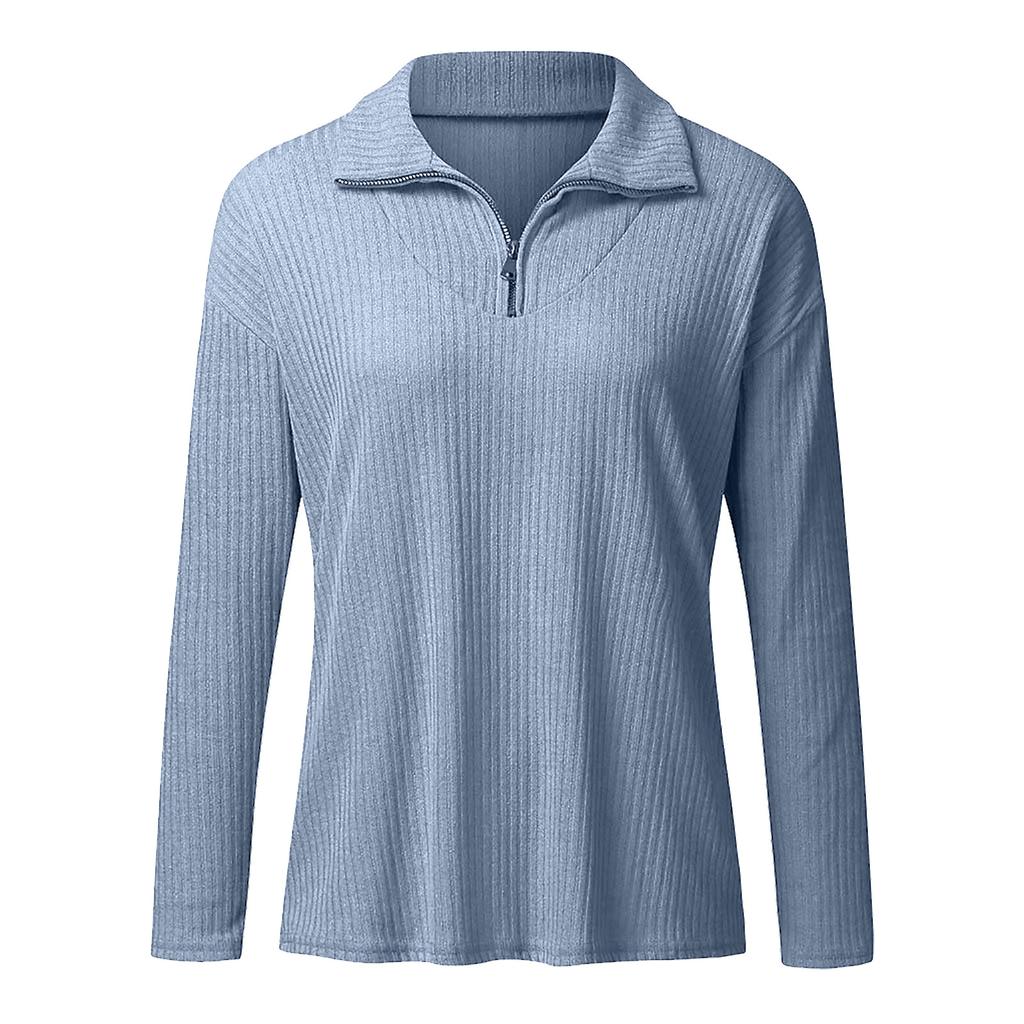 Женский осенне-зимний повседневный свободный однотонный вязаный свитер с длинными рукавами и воротником-стойкой, пуловер на полумолнии