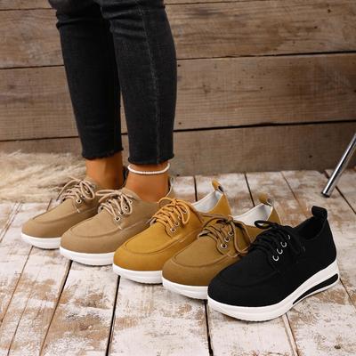 Новая обувь больших размеров, спортивная обувь на танкетке со шнуровкой спереди, женская обувь слипоны