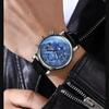 Chenxi Men's Watch Leather Chronograph Date Quartz Watches Phase Moon Timing Business Luminous Wrist Watch