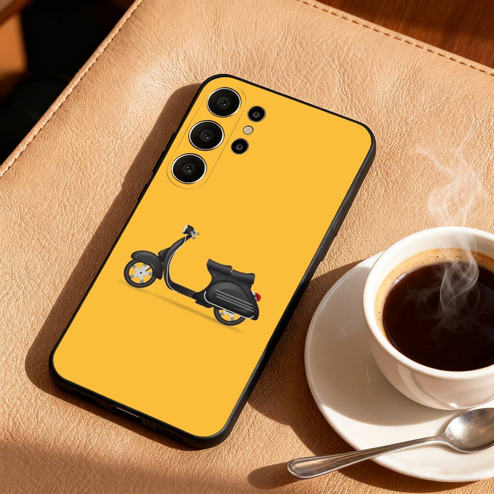 V-Vintage M-Moto Phone Case For Samsung S26,S25,24,23,22,30,21,10,9,Ultra,Plus,Lite,FE Soft Black Case