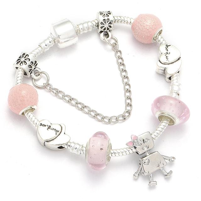 Милые мультяшные браслеты с эмалевыми бусами в виде мышей подходят для европейского оригинального браслета для детей