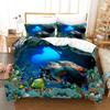 Blue Undersea World Bedding Set Dolphin Turtle Jellyfish Cozy Brushed Polyester Duvet Cover King Queen Twin Single Size Birthday