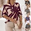 2023 Spring/Summer Women's Fashion Printed Casual Roll-up Sleeve Shirt
