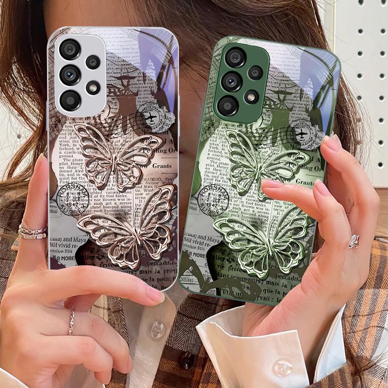 Винтажная Бабочка Для Samsung Galaxy S10 4G S20 11E 30 S21 22 S24 Fe Pro S23 S25 Ultra 5G S9 Чехол Из Закаленного Стекла Для Телефона