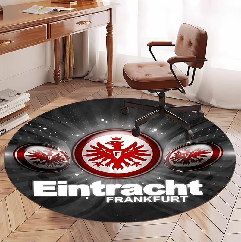 Eintracht Frankfurt Pattern Round Rug, Indoor/Outdoor Mat, for Picnic, Gameroom, Bedroom, Office, Living Room, Home Decor Carpet, Birthday Gift