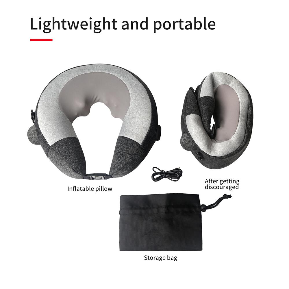 Portable Electric Shiatsu Heating Massager Pillow Infrared Cervical Shoulder Back for Travel Inflatable Massage Cushion