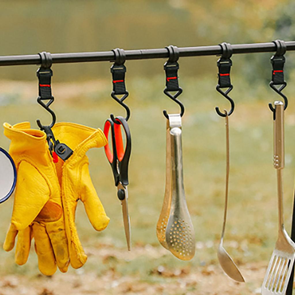 5Pcs Moveable S-Shaped Hanger Camping Hanging Hook Lamp Holder Clothes Storage Hook Portable Tableware Pan Holder