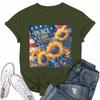 Women's Round Neck Casual Independence Day Printed Short Sleeve T-Shirt Top
