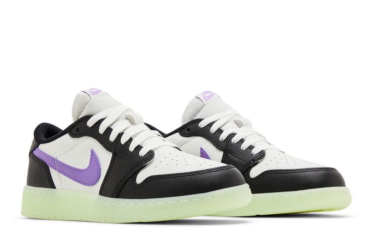 Kids' Sneakers Nike Jordan 1 Retro Low OG Black Raspberry (GS) Black/Black Raspberry-Volt Tint