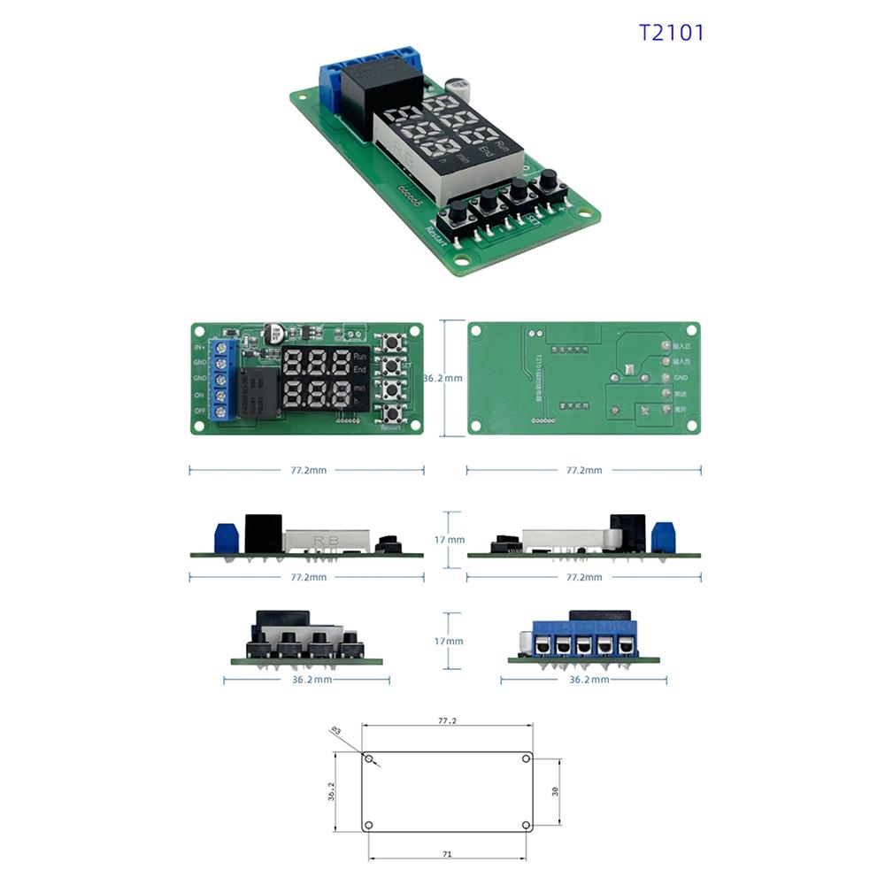T2101 DC 12V Программируемый таймер-контроллер - Двухрежимный одноканальный модуль реле задержки с прямым выходом