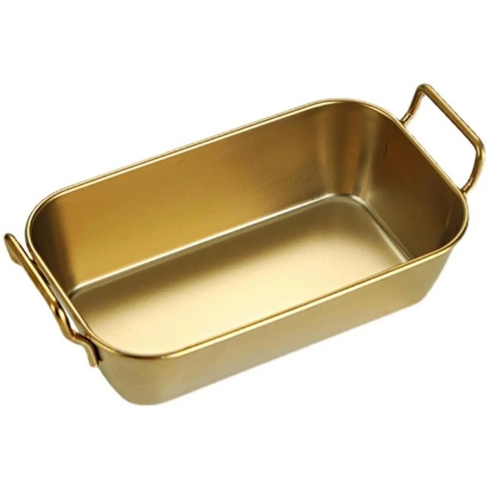 304 Stainless Steel Square Plate Durable Cooler Dish Korean Double Ear Snacks Plate Hot Pot