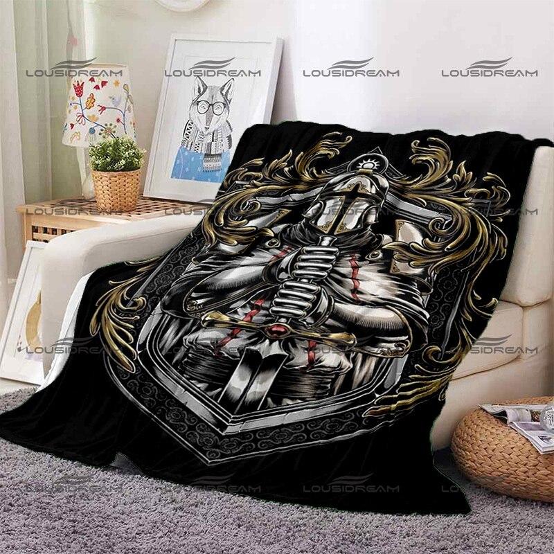 Crusader Cross Pattern Blanket Templar Knights Warm Flannel Thin Blanket Portable Home Travel Office Lunch Break Blanket
