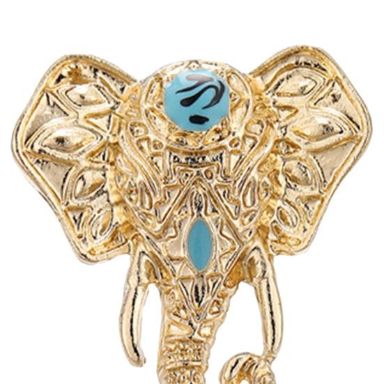 Кольцо унисекс в форме слона, преувеличенное богемное ретро-искусственное бирюзовое кольцо на палец из гладкого сплава, вечерние клубные кольца на суставы пальцев, ювелирные изделия для взрослых