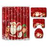 Christmas Shower Curtain Floor Mat Combination Four-Piece Set Bathroom Toilet Carpet Shower Room Mat Foot Mat