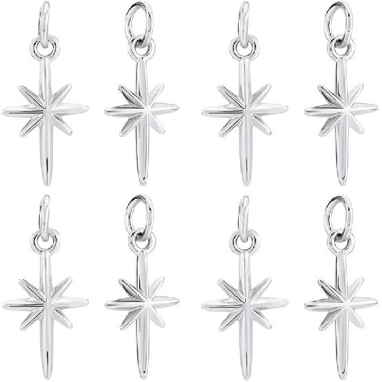 Beebeecraft 12Pcs Gold/Silver North Star Charms Polaris Star Pendants Charms with Jump Rings 10x17mm for DIY Craft Bracelet Necklace Jewelry Making