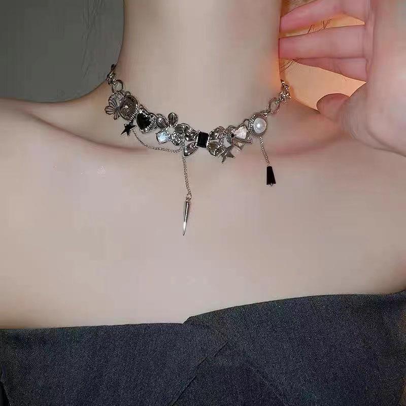 Ожерелье из бисера Y2K со звездой - Титановая сталь, панк-готический стиль для женщин