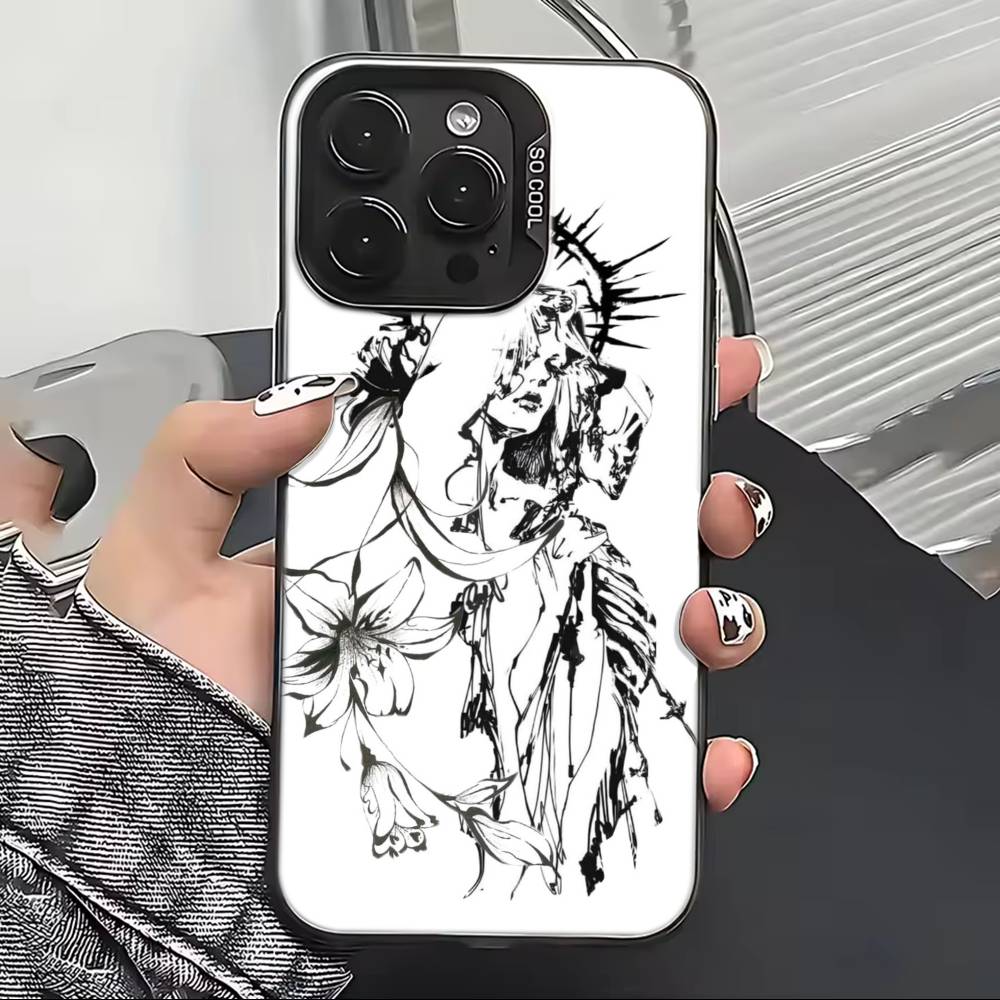 Ретро Чехол для телефона Ангел Средневековье Для iPhone 17,16,15,14,13,12,11 Plus,Pro Max,XS,Разноцветный Серебристый Черный Чехол