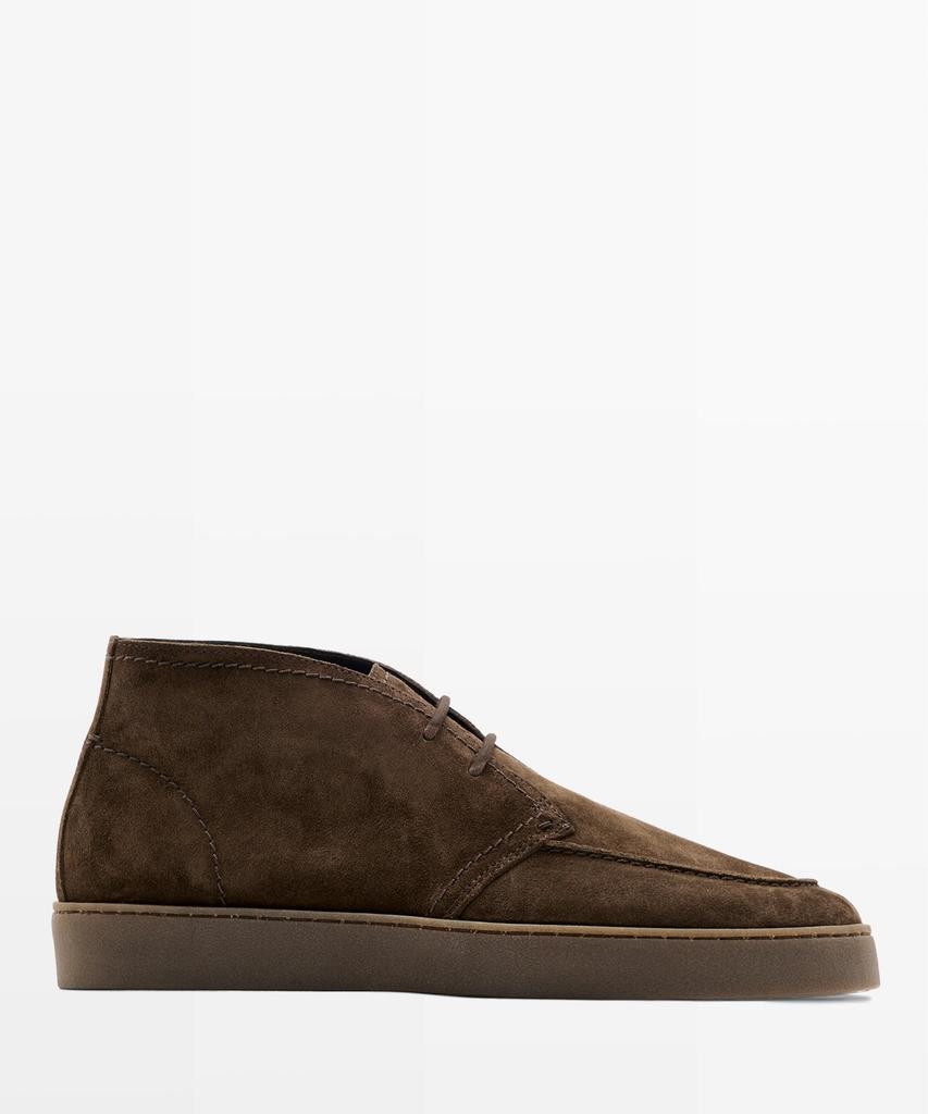 Massimo Dutti Split Suede Stitch Detail Bootie Shoes
