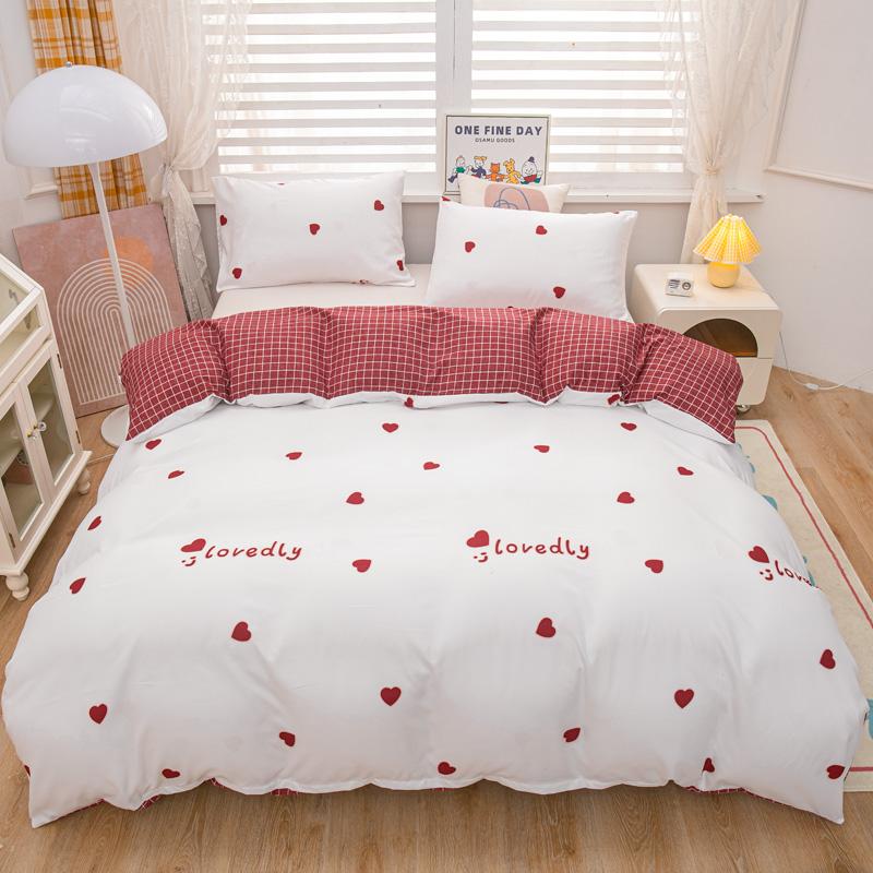 Cartoon Animal Rabbit Bear Duvet Cover Girls Strawberry Floral Bedding Set Reversible Kawaii Comforter Cover With 2 Pillowcase