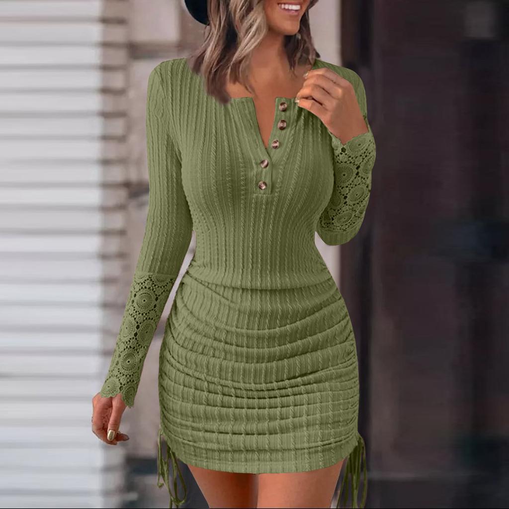 Женское плотное кружевное клубное сексуальное платье с длинными рукавами, подходит для вечерней вечеринки, осенняя серия