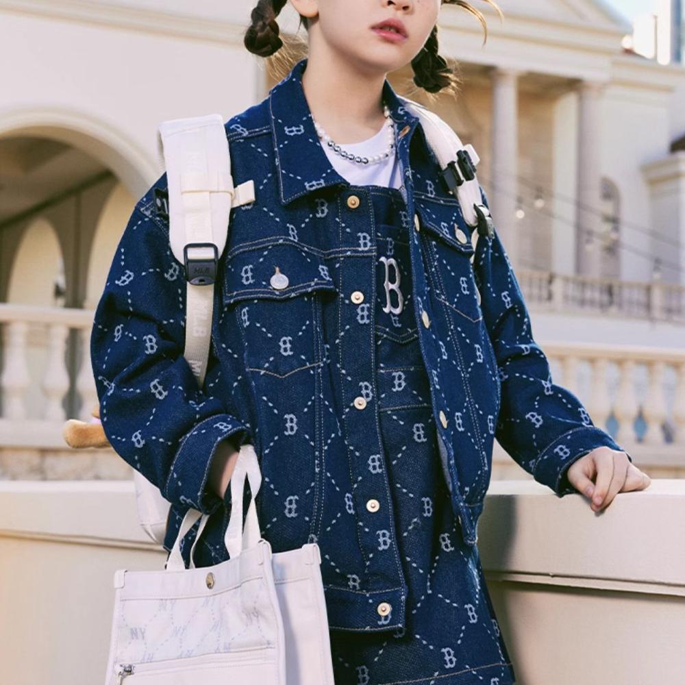 New MLB Denim Jacket Navy Blue Kids' 7ADKMD141