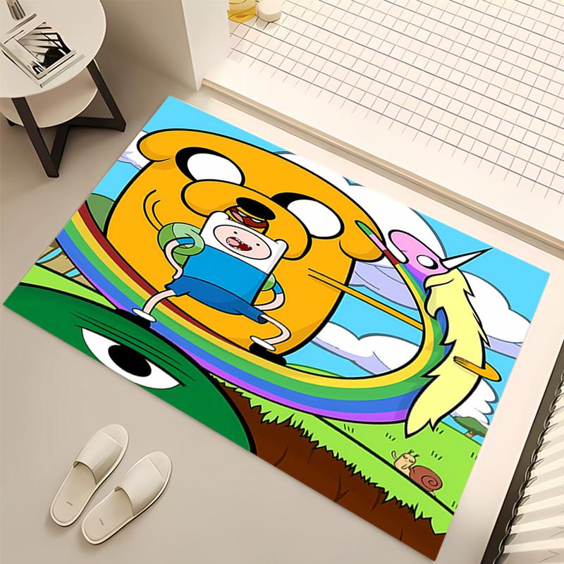 1pc Adventure Time Print Area Rug - Soft, Washable Non-Slip Indoor Mat, Living Room, Home Office Decorative Rug,Office Decorative