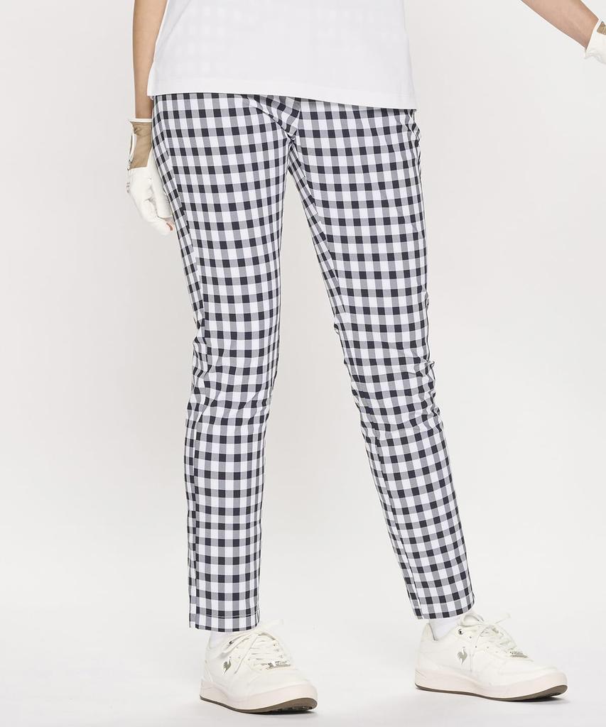 Штаны Coq Sportif Golf Quarter Gingham BK00 [Le Golf], Длина, Клетка, Эластичные, Воздухопроницаемые, Стильные, Гольф, LG5SLP50L, Женские, (черный)