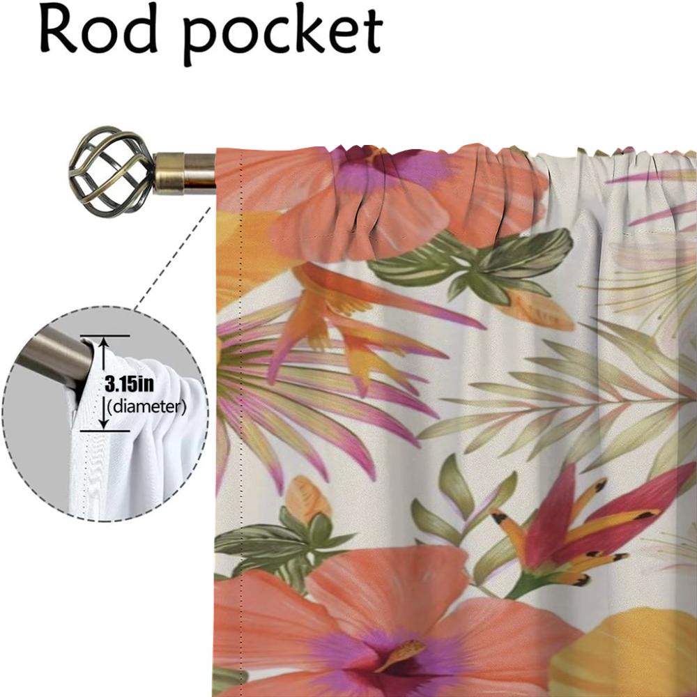 Kitchen Curtains 2 Pieces Leaf and Flowers Elegant Room Curtains for Camera Partition Blackout Curtain Tulle for Bedroom Shades