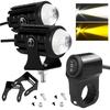 PIENSE Мотоциклетная противотуманная фара LED 2 шт./В комплекте переключатель Компактная Водонепроницаемая Белая Желтая Переключатель Дальний/Ближний (2 шт. + Черный переключатель A)