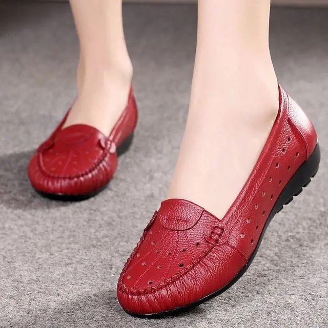 Размер 34–43, весенние женские элегантные лоферы из натуральной кожи, женская обувь, обувь для вождения на плоской подошве, на низком каблуке с круглым носком без шнуровки