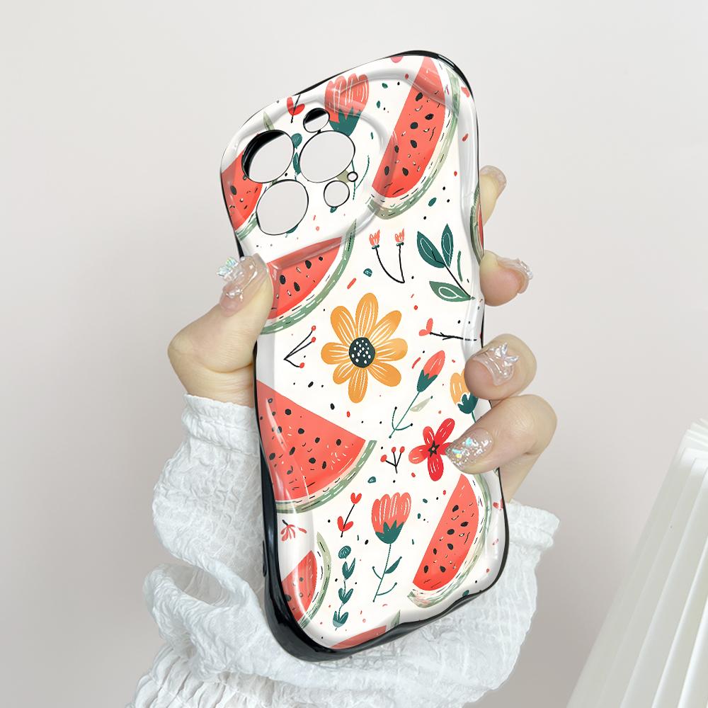 Мультяшный узор кремовая текстура чехол волнистый край мягкий силиконовый чехол для телефона OPPO Reno Realme OnePlus Vivo